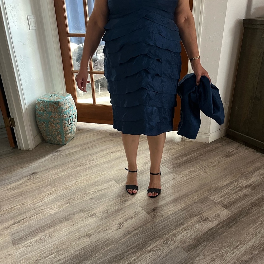 Adrianna Papell Midnight Blue Tiered Dress